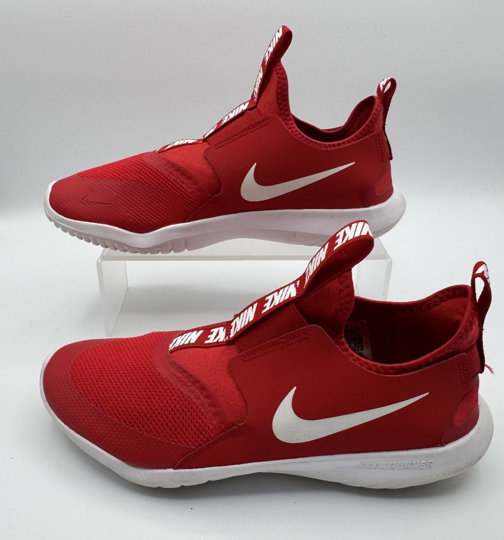 Nike Flex Runner Red/White Kids Slip on Shoes - Gym Shoe Sports Sz 5.5, pre-own