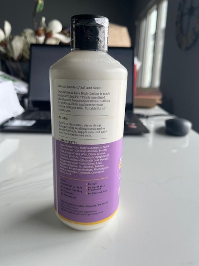 Alaffia Babies & Kids Body Lotion Lemon Lavender w/Shea Butter 16oz 02/26 SEALED