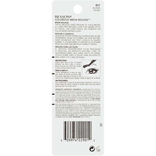 NEW Revlon Colorstay Eyebrow Brow Mousse Color 401 Blonde 24 Hour Wear BNIB