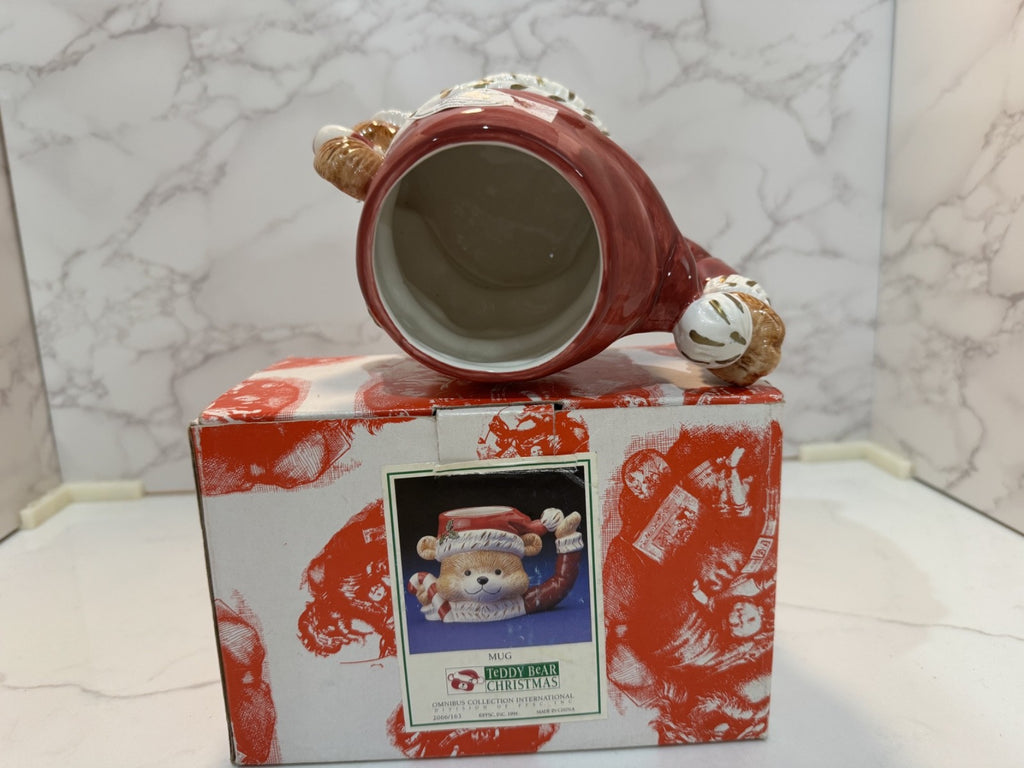 Vintage 1994 Omnibus Christmas Teddy Bear Mug Large, Gift for Christmas NIB