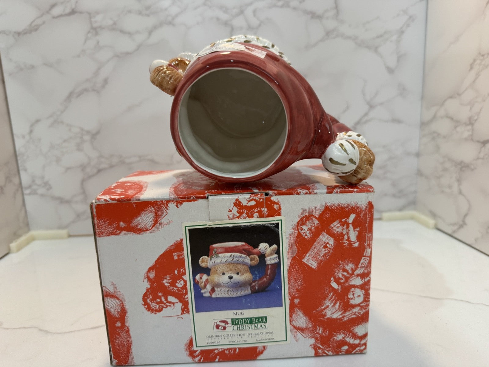 Vintage 1994 Omnibus Christmas Teddy Bear Mug Large, Gift for Christmas NIB