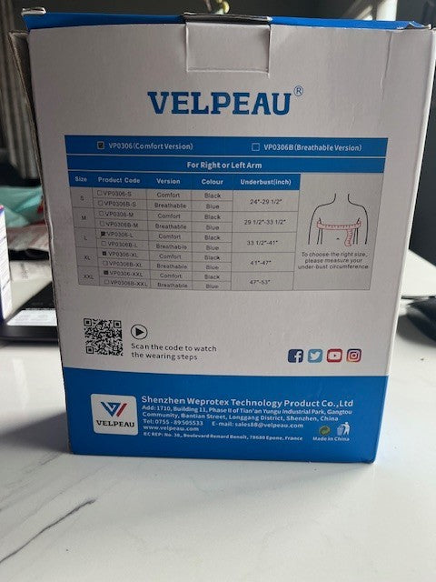 Velpeau Shoulder Arm Sling Elbow Brace Support Adjust Immobilizer (R or L) LARGE