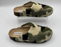 Steve Madden Women's 8 M Vesa Green Black Camouflage Sherpa Mule Slipper Clog