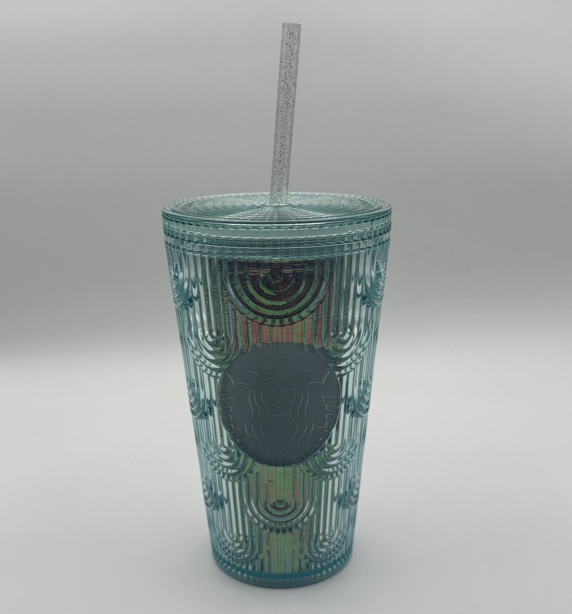 Starbucks 2022 Mermaid Iridescent Scale Wave Cup 16 oz Tumbler NEW Glitter Straw