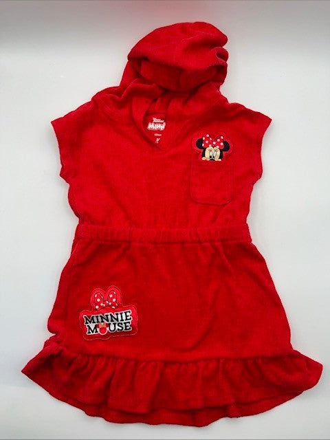 DISNEY JUNIOR Minnie Mouse One Piece Cover Up Pool Terry Cloth 3T, Pre-owned