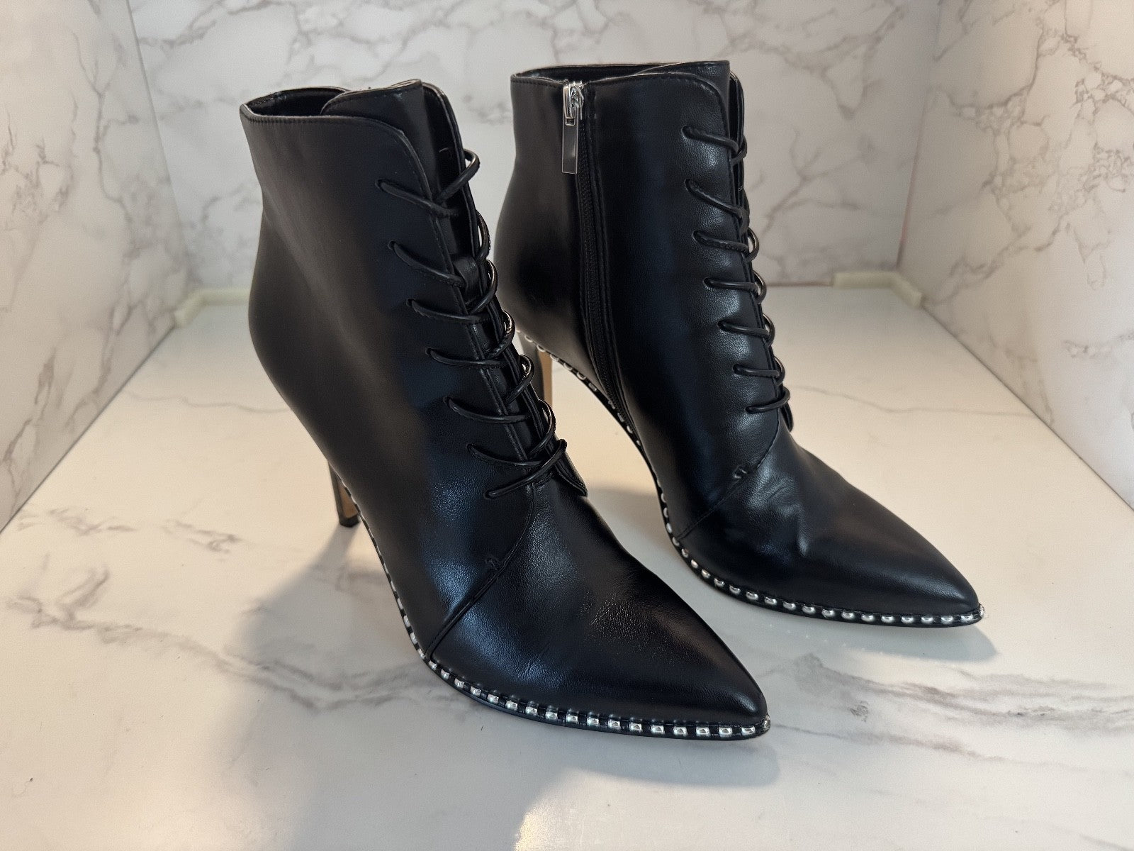 Bcbgeneration Haxah Pointed Toe Ankle 3 Inch Heel Boot, Size 8.5 Black, Pre-own