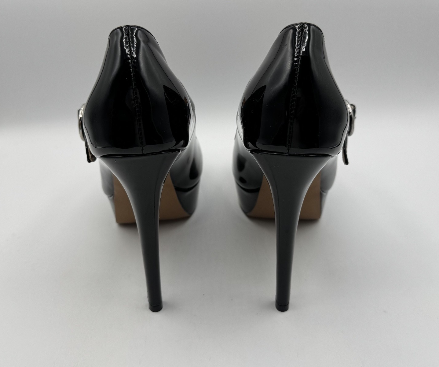 Aachcol Women's Pump Stiletto Heels Black Leather, Mary Jane w/ Buckle Sz 10 NIB