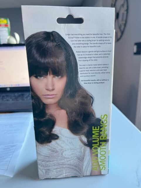 Conair Click & Grip Rollers Add Volume Smooth Bangs 4 pc/ 3 Rollers 1 Handle NIB