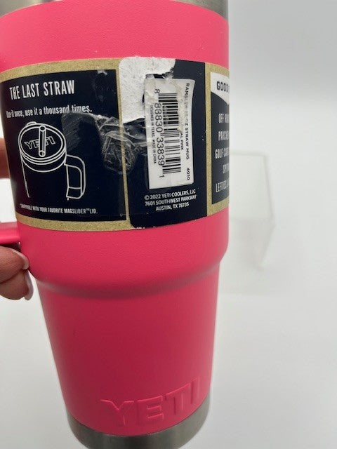YETI RAMBLER 25 oz MUG WITH STRAW LID TROPICAL PINK BRAND NEW Tag, Travel Mug.