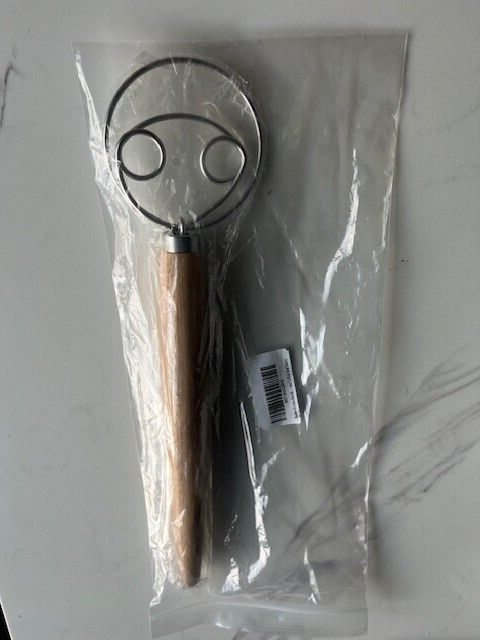 Original Danish Dough Whisk Dutch Style 13" Stainless Steel Lg. Wooden Hand NEW