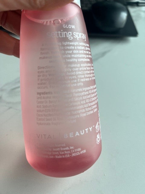 Vital Beauty Glow Setting Spray Rose Water Hyaluronic Acid 8 fl oz New & Sealed 
