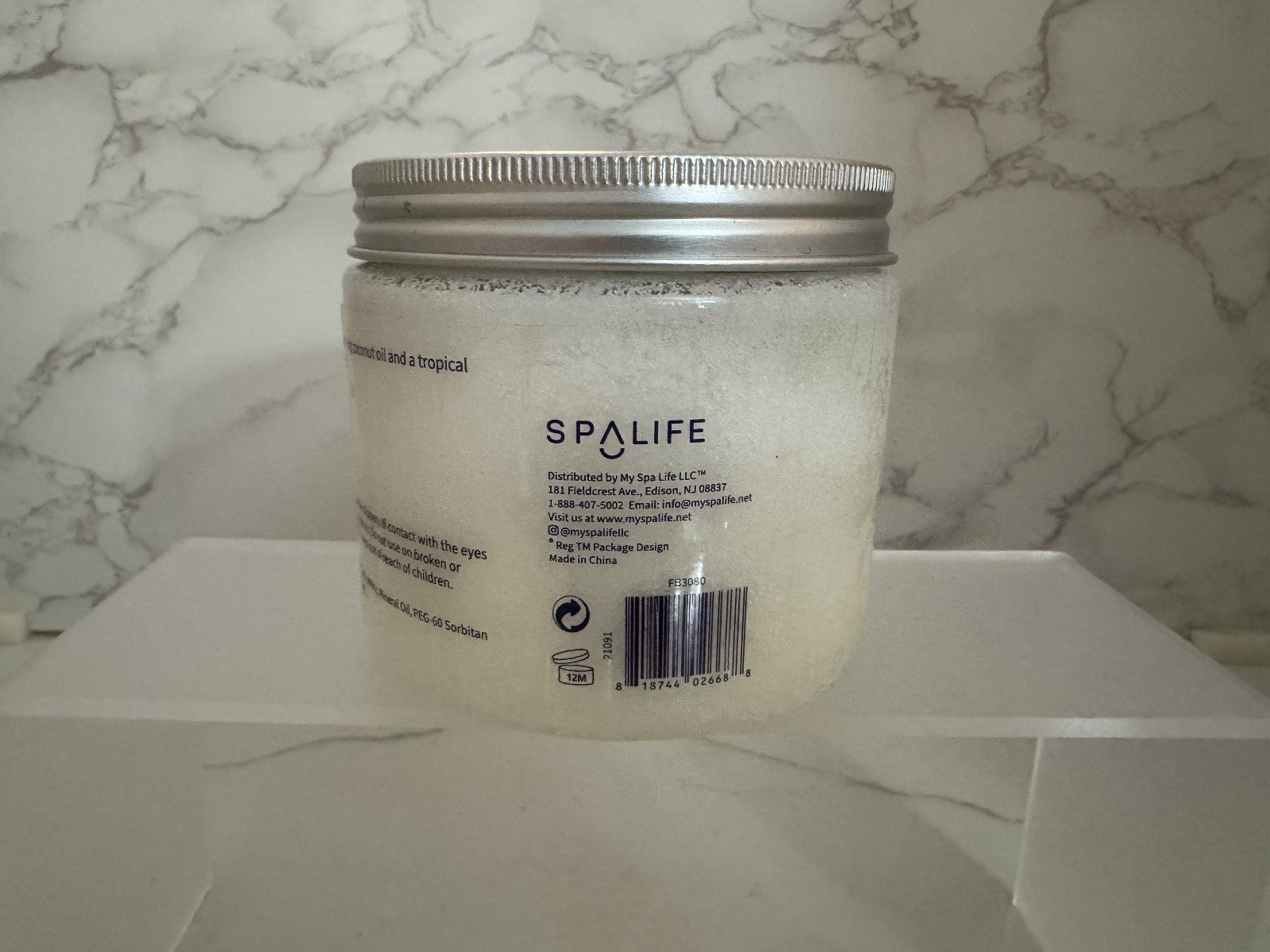 Spa Life Coconut Salt Body Scrub Infused with Coconut Oil 20 oz, Soft Skin New