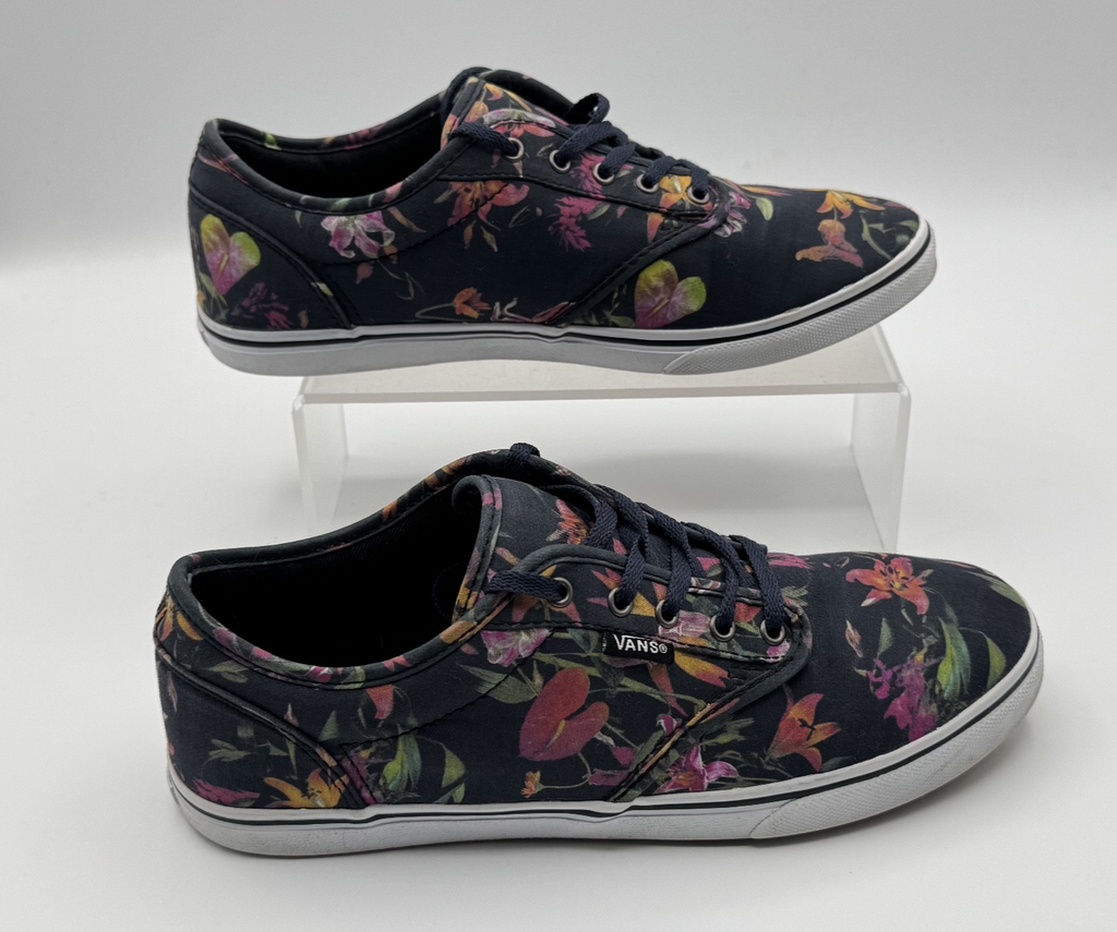 Vans Authentic Low Pro Floral Sneakers In Black Bloom Size 7.5 Womans Skate Shoe
