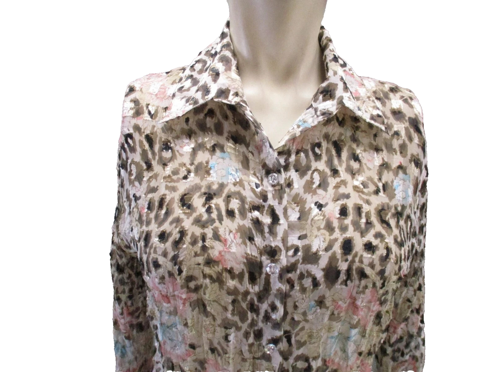 Ashley Stewart Plus Women's LIGHTWEIGHT Leopard ANIMAL PRINT Blouse 2XL Pre-own