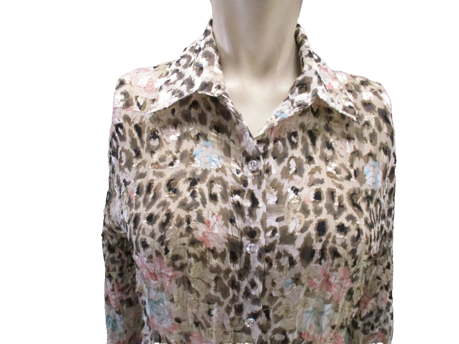 Ashley Stewart Plus Women's LIGHTWEIGHT Leopard ANIMAL PRINT Blouse 2XL Pre-own