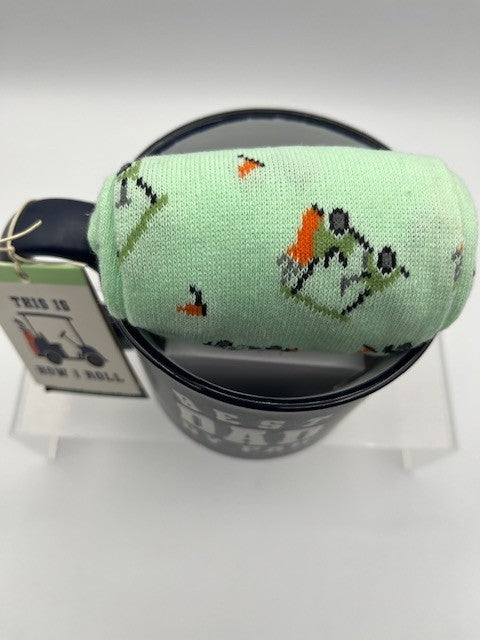 Eccolo Father's Day Mug w/ Golf Themed Socks, Coffee Mug, Sock Sz. 10-13, NEW