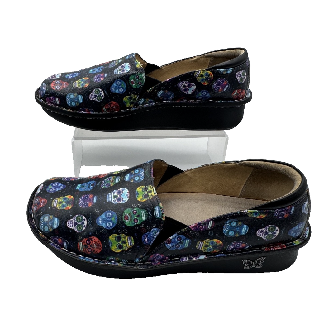 Alegria Debra Sugar Skull Slip  Clog Women’s Size 41, Dia De Los Muertos, Pre-o