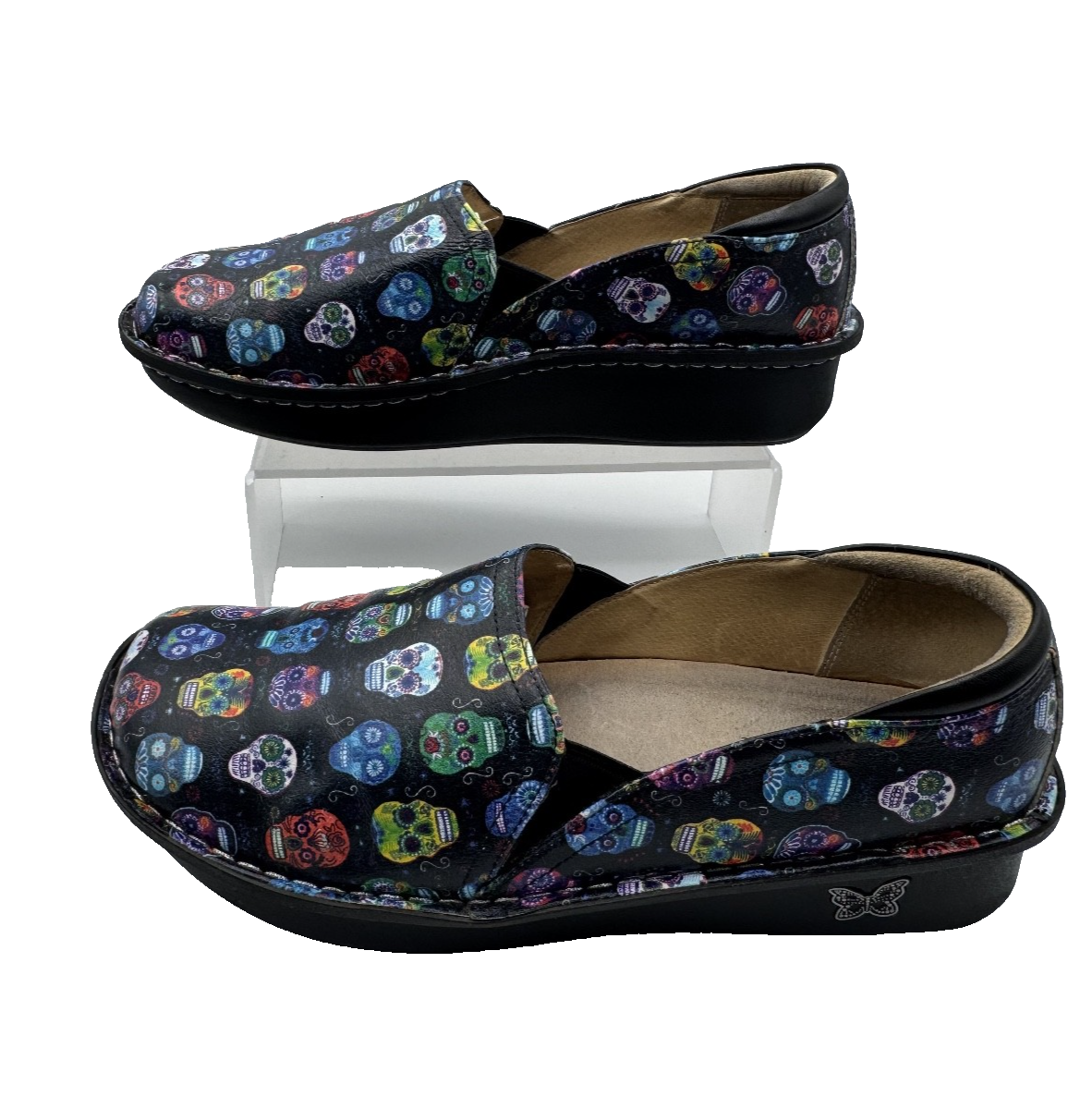 Alegria Debra Sugar Skull Slip  Clog Women’s Size 41, Dia De Los Muertos, Pre-o