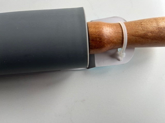 R & M Silicone Rolling Pin w/Wooden Handle for Baking, 9.75 in. GRAY, Non Stick
