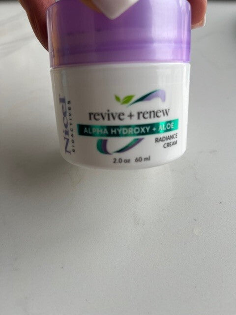 Nicel Bioactives Revive+Renew Alpha Hydroxy+Aloe Radiance Cream 2oz. New SEALED