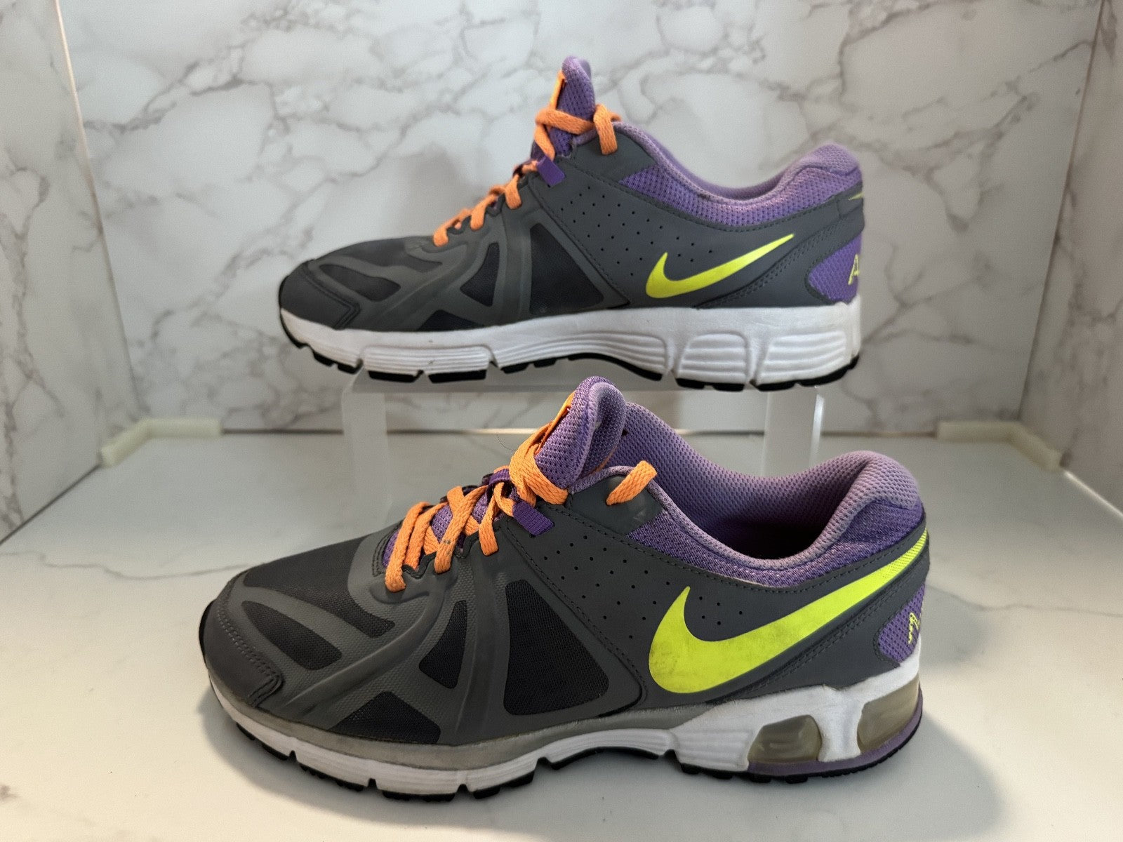 Nike Air Max Run Lite Shoes Youth Size 6.5Y Grey Purple Orange, Pre-owned,Excell