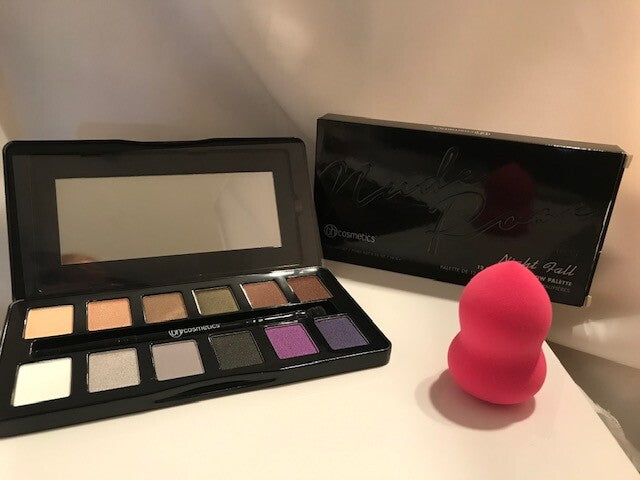 BH Cosmetics Nude Rose Night Fall 12 Color Eyeshadow Palette+Brush+Beauty Sponge