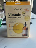 Cala VITAMIN C, AMPOULE FACE MASK Brightening Purifying w/Lemon (5PK) 02/28 NIB