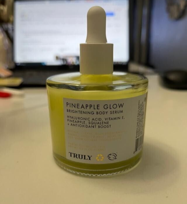 Truly Pineapple Glow Brightening Facial Body Serum 3.4 oz Vegan Hyaluronic Acid