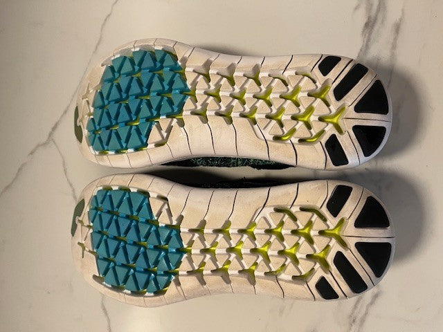 Nike Free Run Motion Flyknit Chlorine Blue Volt Me size 8.5 Pre-owned, Excellent