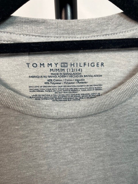 Youth Boys Tommy Hilfiger Cotton T-Shirt Size Medium 12/14 Gray Pre-owned