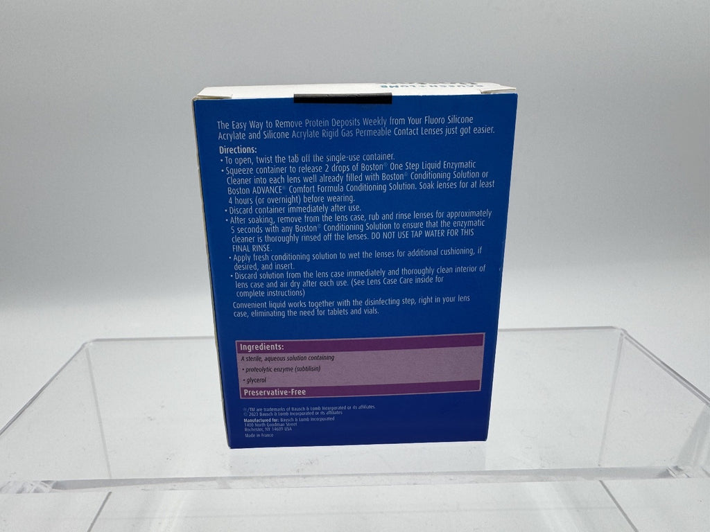 Bausch + Lomb Boston One Step Liquid Enzymatic Cleaner Removes Protein, NIB