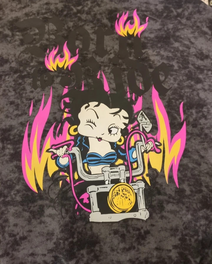 Betty Boop Hoodie Womens Small Motorcycle Club Los Angeles Gray Graphic Print