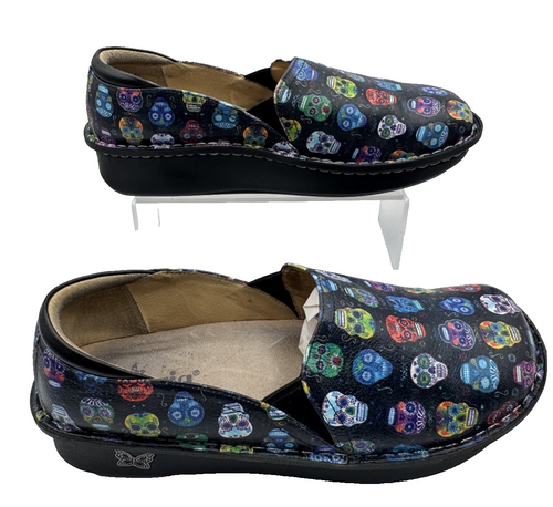 Alegria Debra Sugar Skull Slip  Clog Women’s Size 41, Dia De Los Muertos, Pre-o