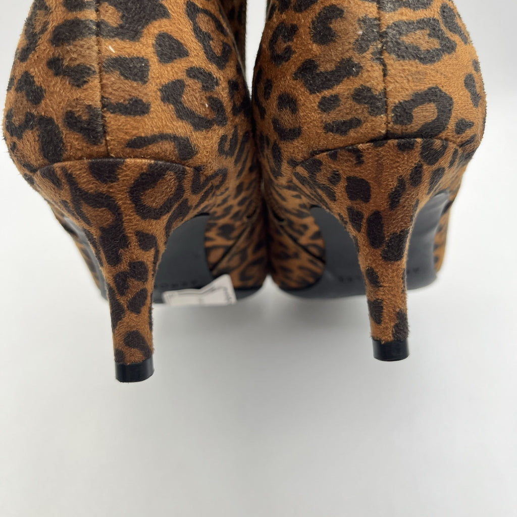 Aerosoles EDITH Leopard Print Zip Pointed Toe Ankle Fax Suede Heel Boot Sz.8 New