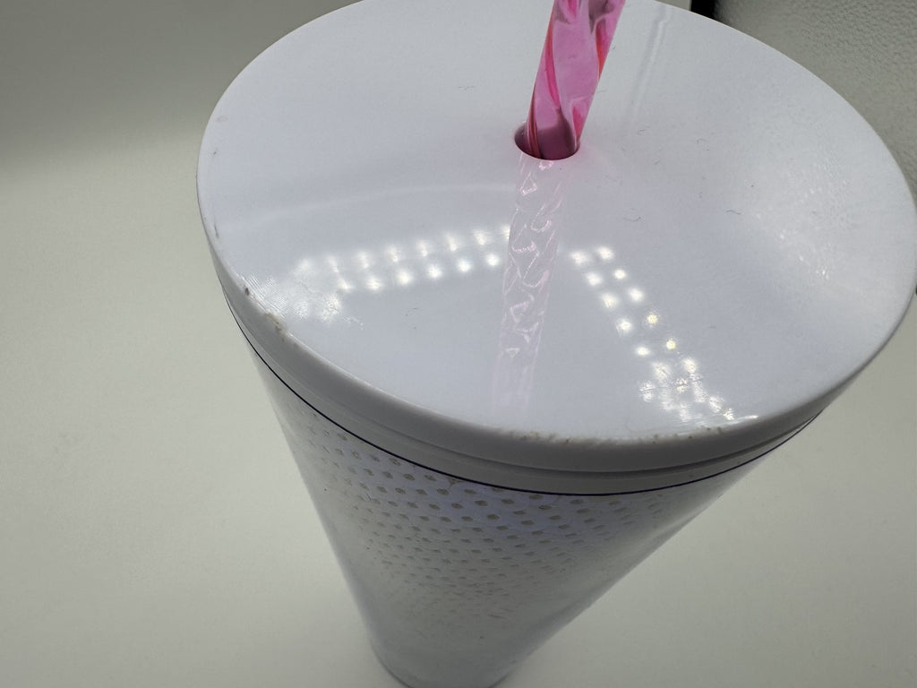 Starbucks 2020 Holiday White Pink Sequins 24oz  Cup Tumbler w/ New Straw