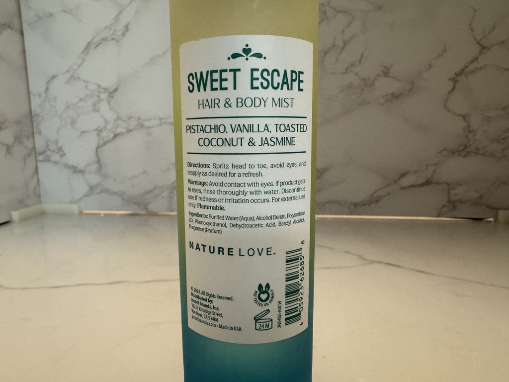 Nature Love Sweet Escape Women's Hair and Body Mist 6oz Spray Bottle, Brand New