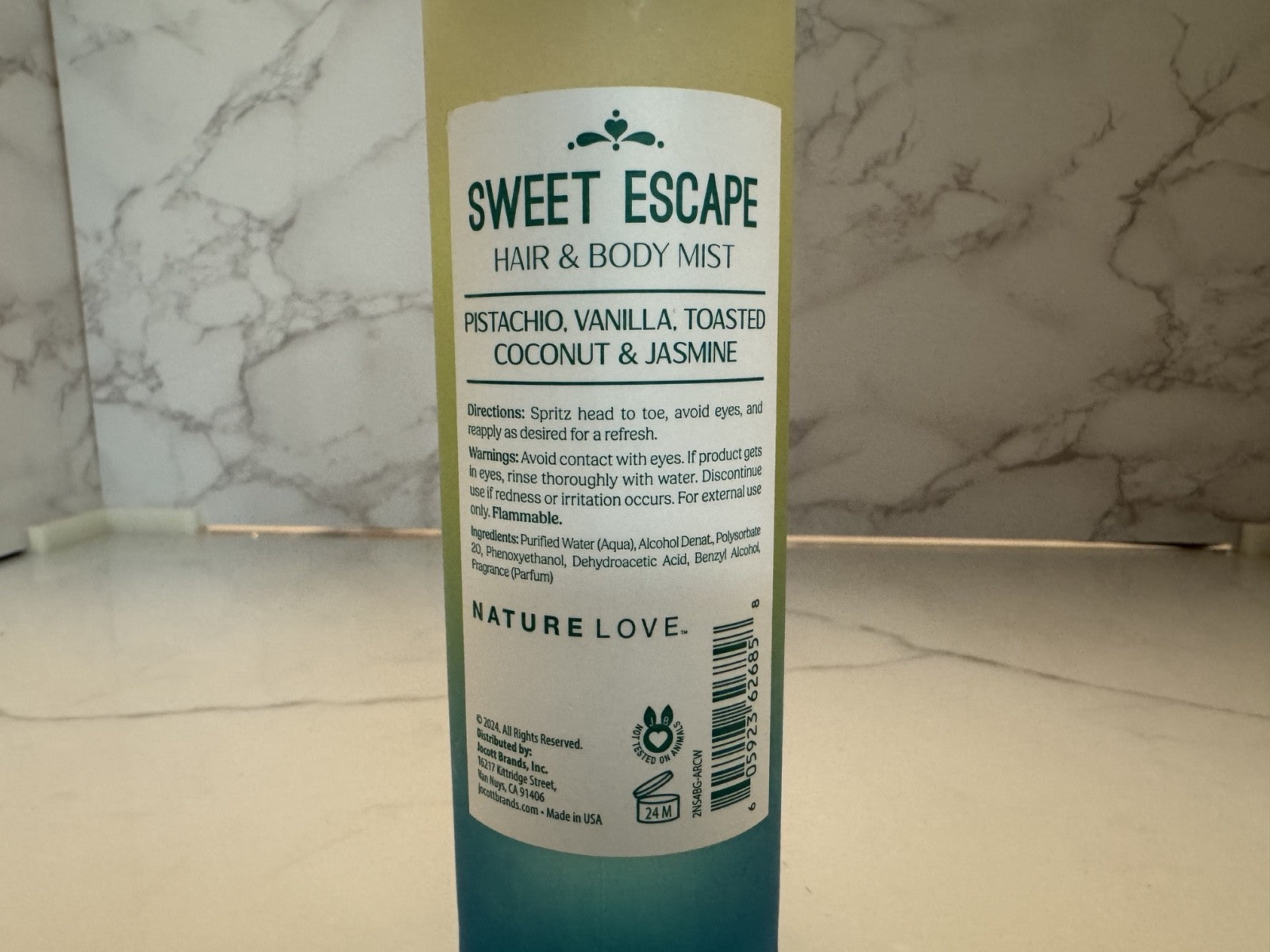 Nature Love Sweet Escape Women's Hair and Body Mist 6oz Spray Bottle, Brand New