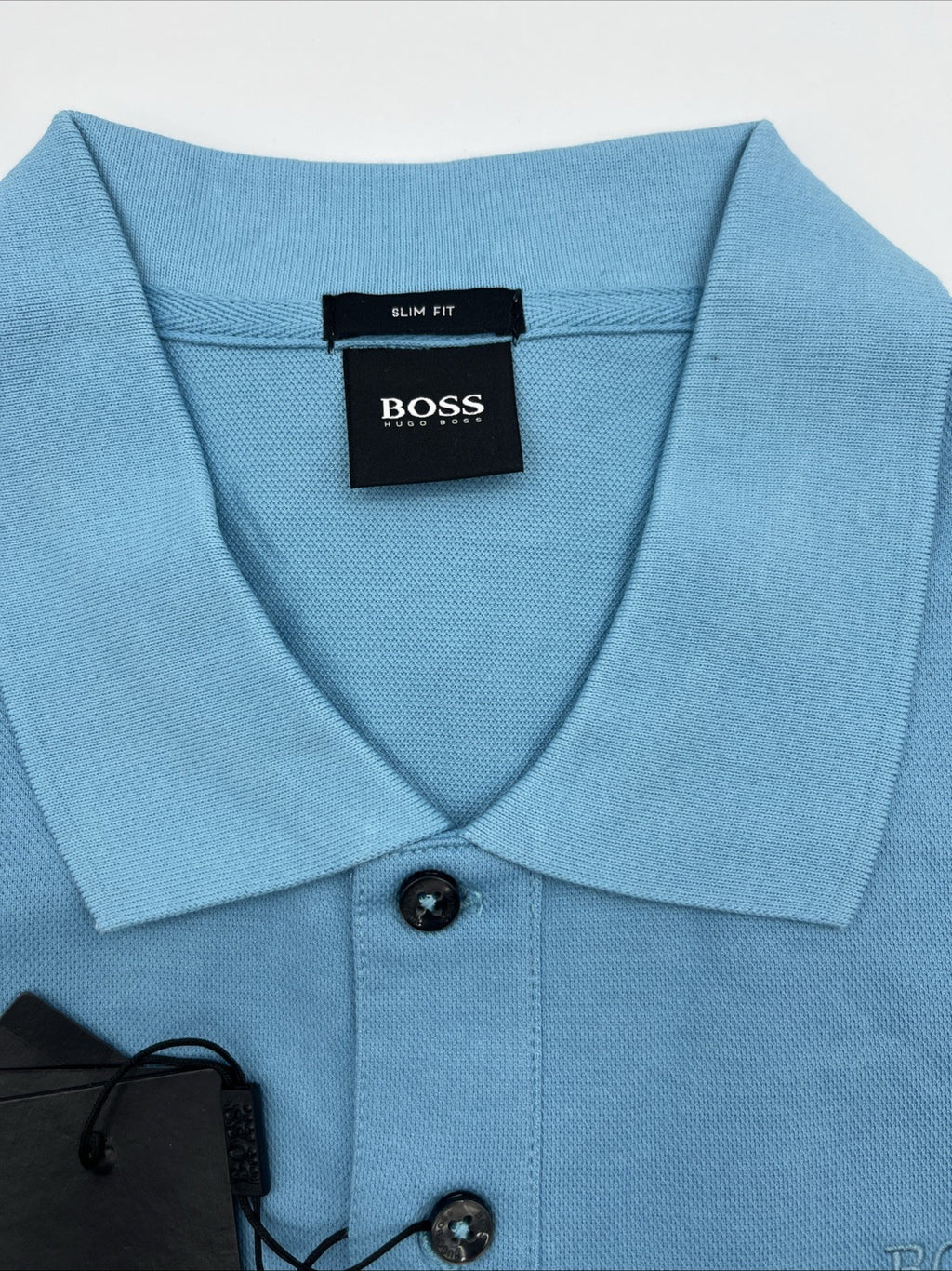 Authentic Hugo Boss Polo Shirt Slim Fit Light Blue / Blue Logo / Size XXL, NWT