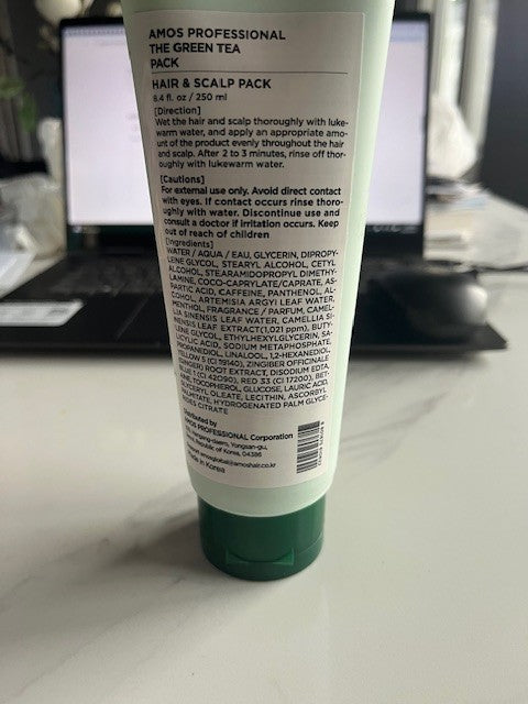 Amos Professional 02 Scalp Nourish Green Tea Hair & MoisturizingScalp Pack 8.4oz