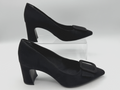 Anne Klein Women's Bentley Buckle Block Heel Pumps Black Suede, Size 6.5 NEW 003