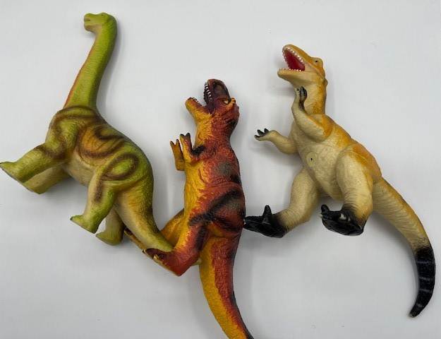 3pc Vintage Dinosaur Toys Lot, 8 Inch Play Toys, Pre-owned, Excellent Condition