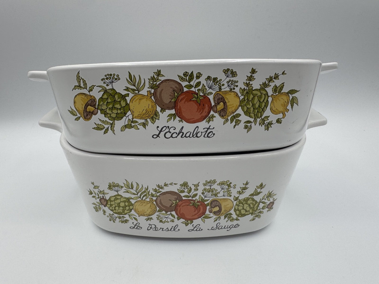 2pc Vintage Corning Ware Marjolaine Oven, Microwave Safe Cooking Set, Pre-owned