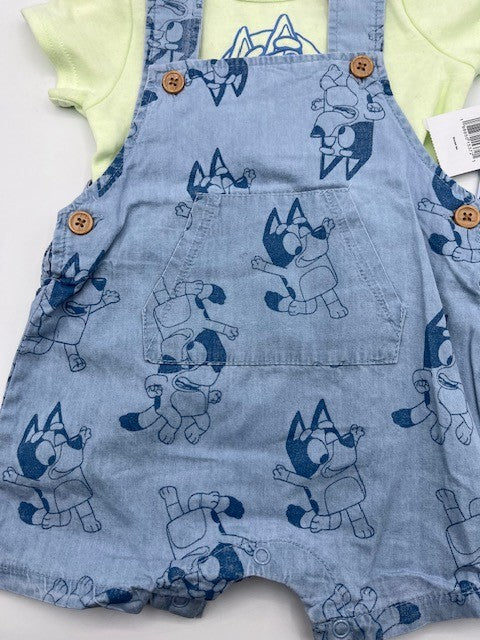 2 pc. -Shorts overall By Disney Bluey Outfit Baby 3 to 6m, Brand New- NWT
