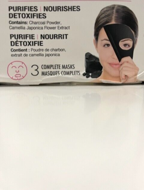Masque BAR Charcoal Sheet Mask 3 Complete Masks Purifies & Detoxifies AU CHARBON