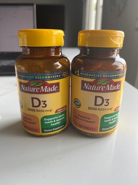 2x Nature Made D3 2000IU Supplement Better Teeth Bone and Immune Health 220 tab.