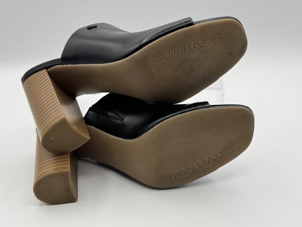 Calvin Klein Women's Jotie Block Heel Dress Sandals Black, Size 8m, pre-owned