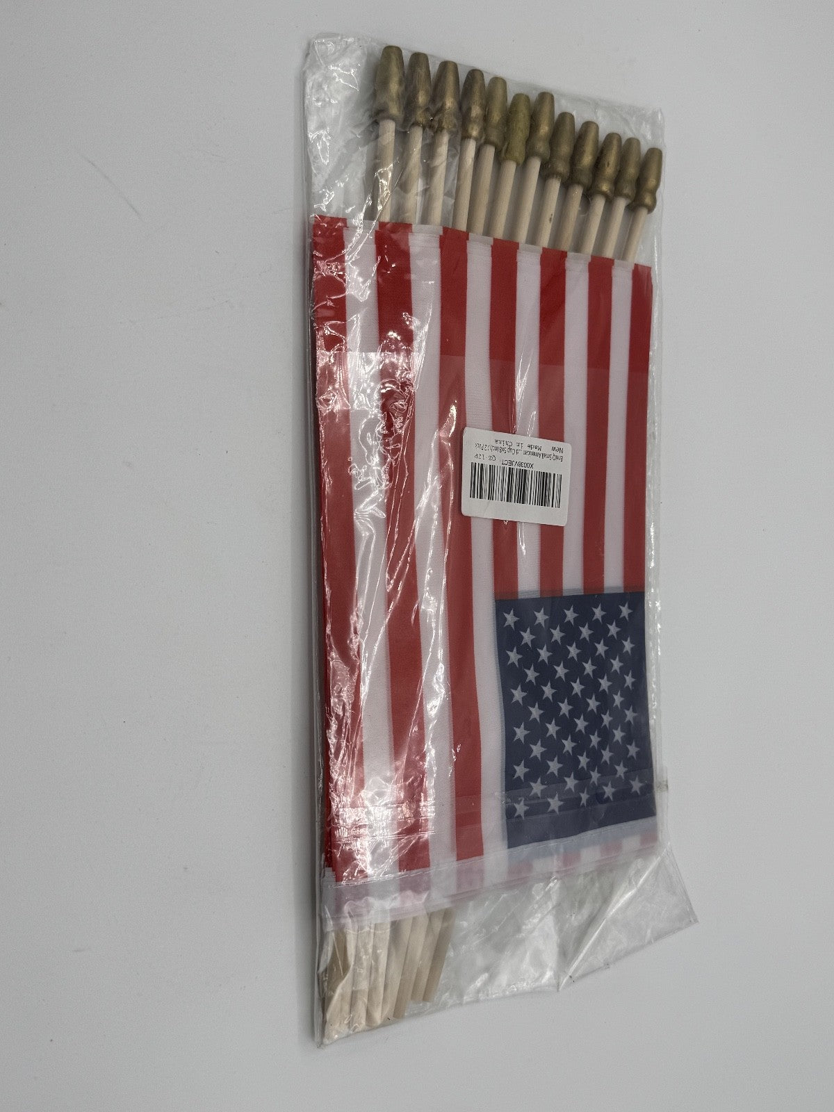 12 Pack Small 5 x 8 American Flags on Stick, USA Flag 4th of July New in Package
