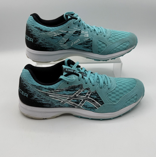 Asics Lyteracer Black & Teal Running Shoe, Size 9, pre-owned excellent condition