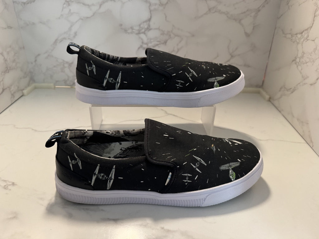 Star Wars x Toms Travel Lite Women's Size W9 Space Print Boat Slip-on Shoes NWOT