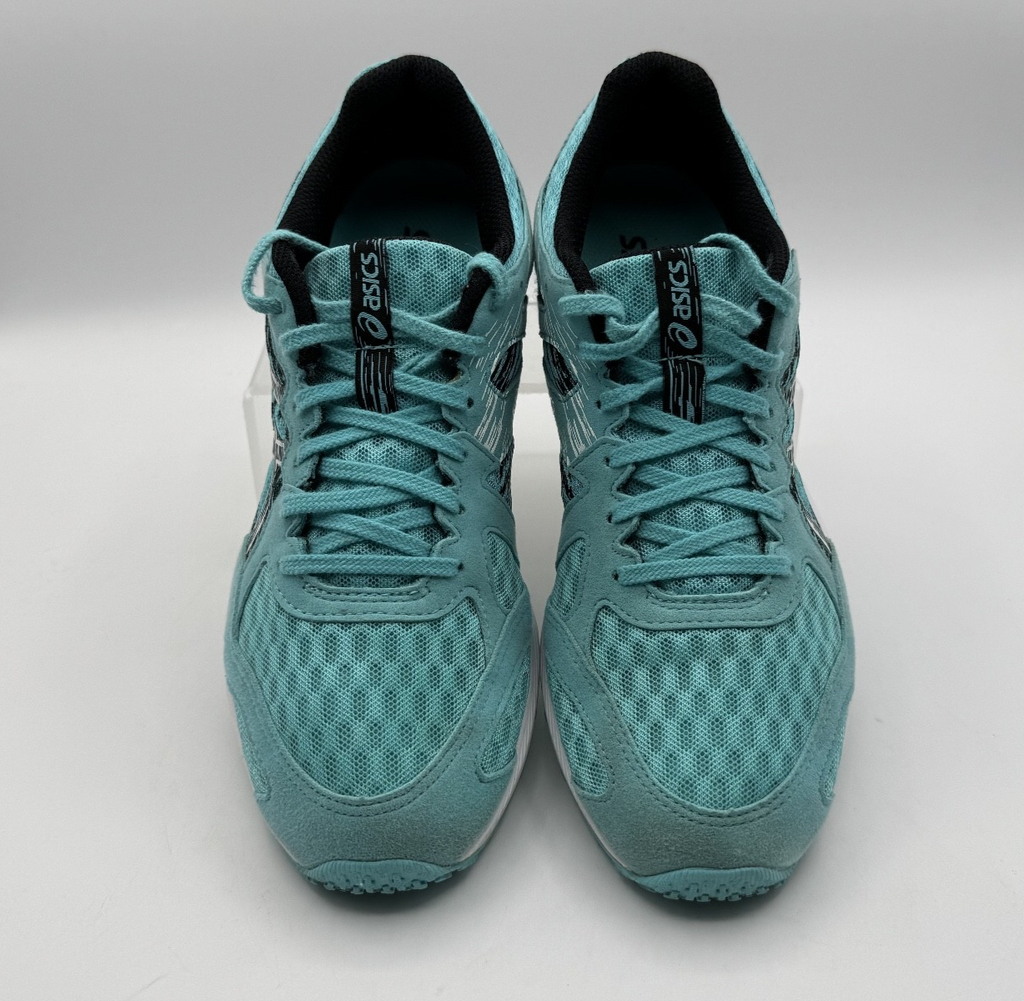 Asics Lyteracer Black & Teal Running Shoe, Size 9, pre-owned excellent condition
